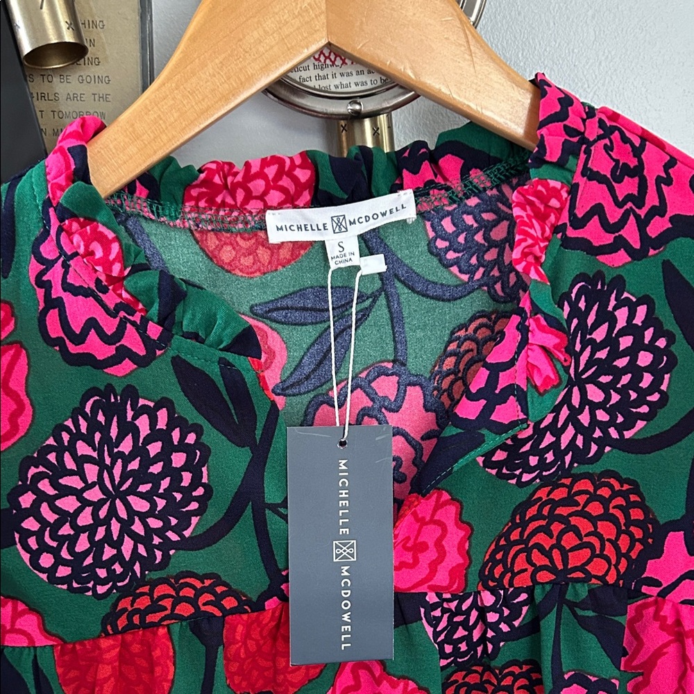 Michelle McDowell Bold Floral Blouse in Pink & Green - Picture 3 of 7